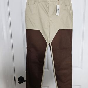 Women's Huntress Two-Tone Riding or Shotting pants in Khaki and Dark Brown